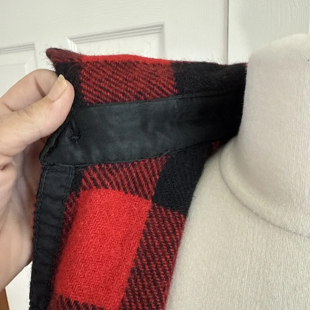Vintage Men's PENNEY'S TOWNCRAFT Red Plaid Flannel Wool Shirt Sz 15.5 L 40 Chest